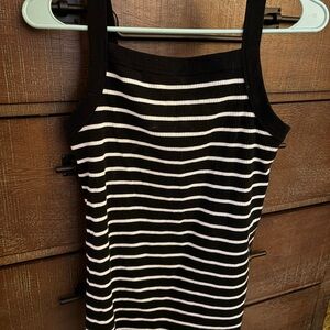Pregnancy Black & White Striped Ribbed Tank Top - Women's